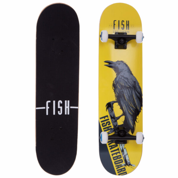 Скейтборд FISH CROW SP-Sport SK-414-8 желтый-черный